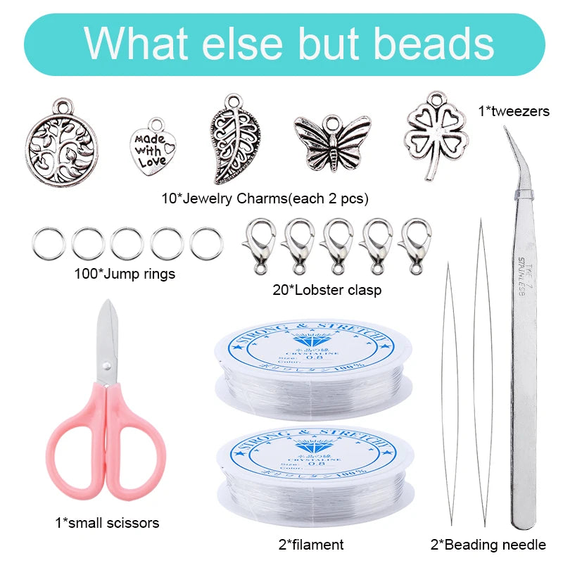 20000PCS 2mm Glass Seed Beads Jewelry Making Kit – Multicolor Tiny Beads Set