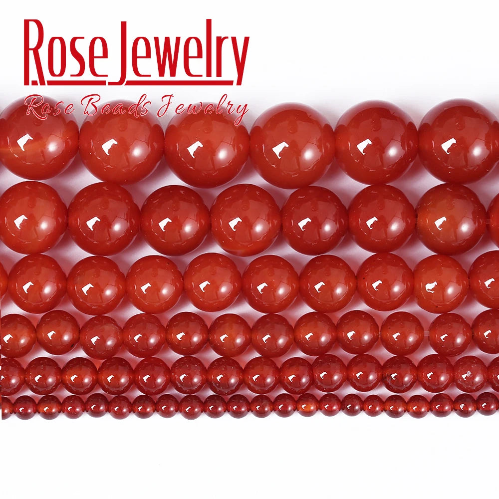 Natural Stone Red Agates Carnelian Round Gem Loose Beads 15" Strand 4 6 8 10 12 14 16 MM Pick Size For Jewelry Making