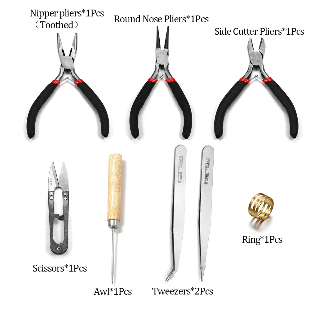 Jewelry Making Tools Kit – Pliers, Jump Ring Opener, Awl, Thread & Scissors Set for Jewelry