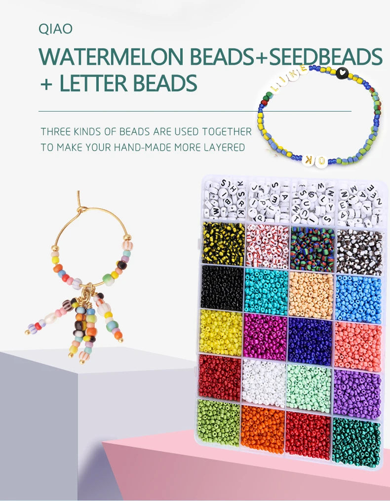 20000PCS 2mm Glass Seed Beads Jewelry Making Kit – Multicolor Tiny Beads Set