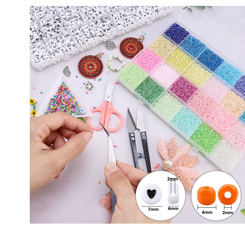 20000PCS 2mm Glass Seed Beads Jewelry Making Kit – Multicolor Tiny Beads Set