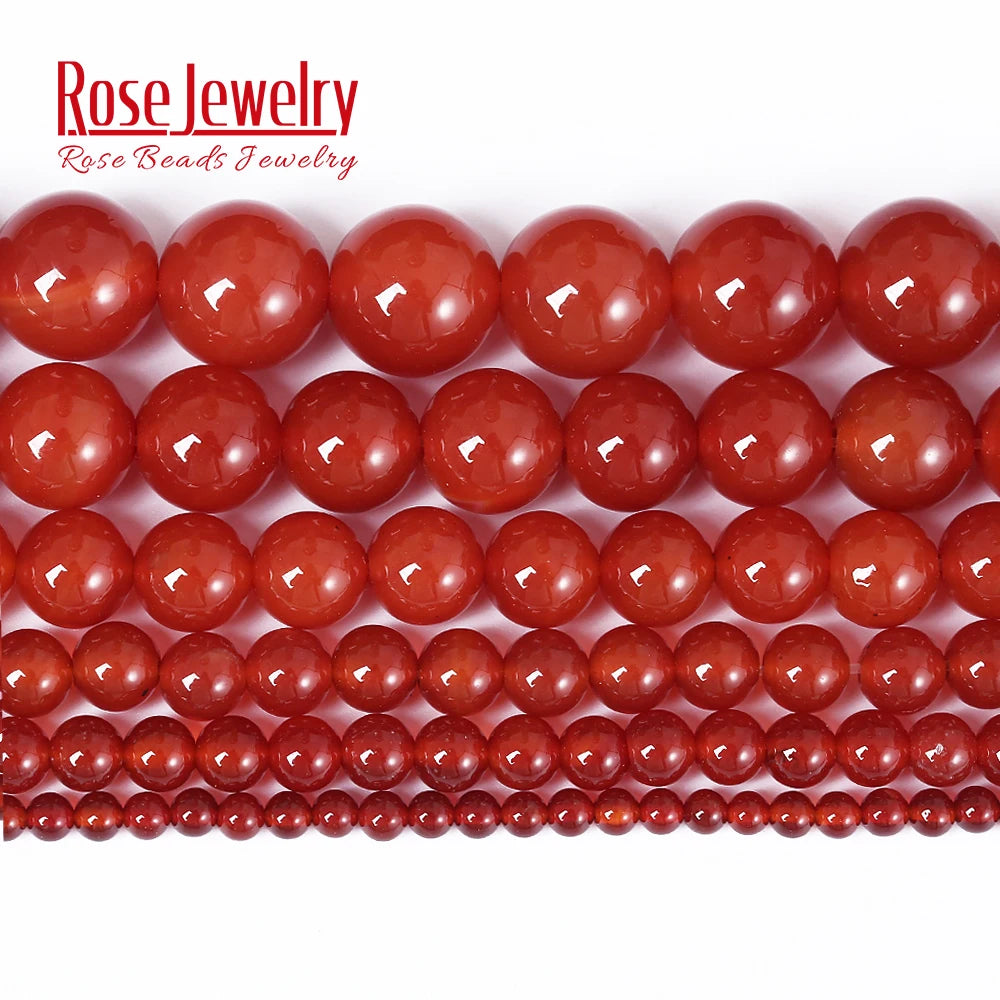 Natural Stone Red Agates Carnelian Round Gem Loose Beads 15" Strand 4 6 8 10 12 14 16 MM Pick Size For Jewelry Making