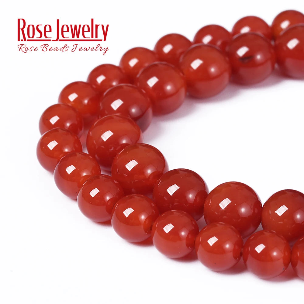 Natural Stone Red Agates Carnelian Round Gem Loose Beads 15" Strand 4 6 8 10 12 14 16 MM Pick Size For Jewelry Making
