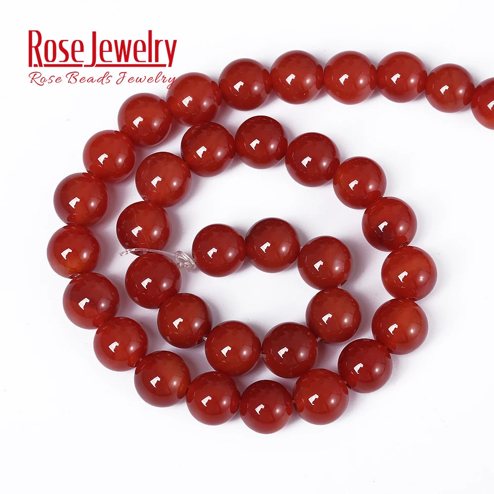 Natural Stone Red Agates Carnelian Round Gem Loose Beads 15" Strand 4 6 8 10 12 14 16 MM Pick Size For Jewelry Making