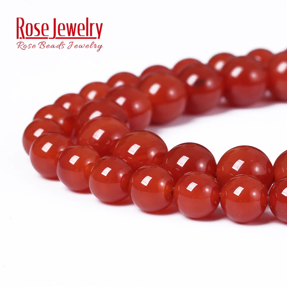 Natural Stone Red Agates Carnelian Round Gem Loose Beads 15" Strand 4 6 8 10 12 14 16 MM Pick Size For Jewelry Making