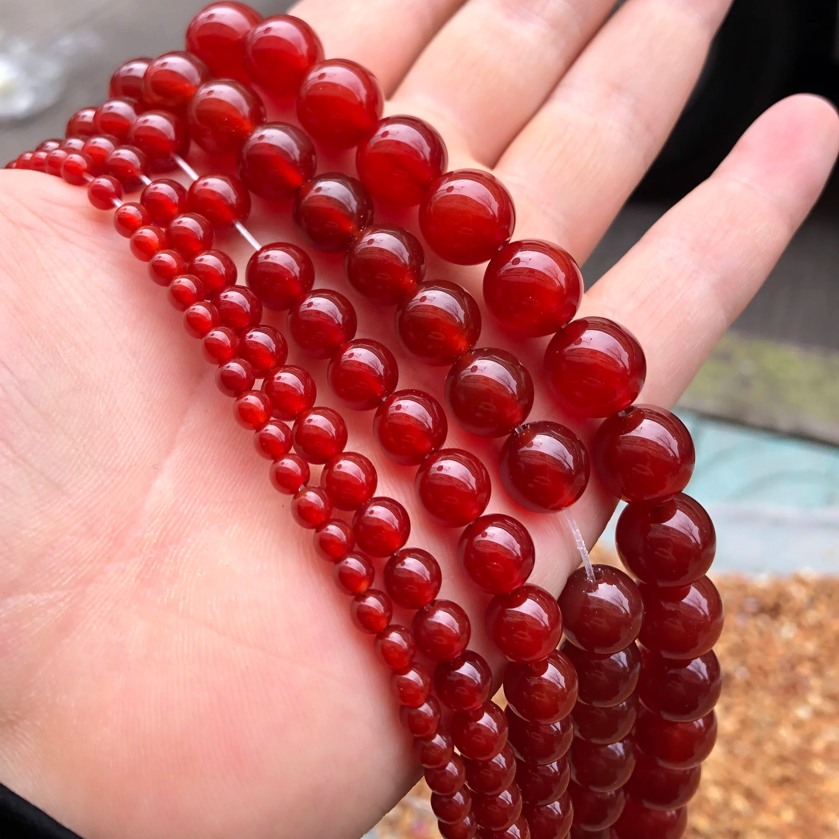 Natural Stone Red Agates Carnelian Round Gem Loose Beads 15" Strand 4 6 8 10 12 14 16 MM Pick Size For Jewelry Making