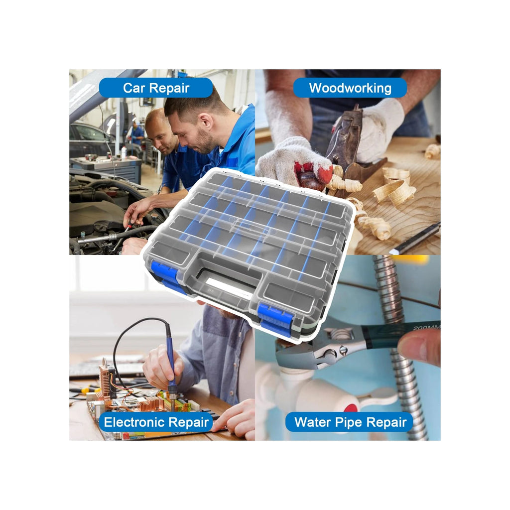 Organizer with clear flip-top lid 32-compartment durable Ideal for screws buttons