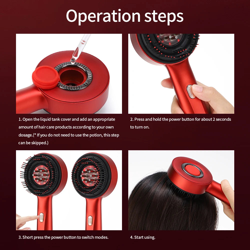 Deep Kneading Massage Comb, Red Light Therapy Scalp Massager