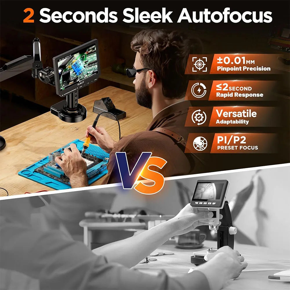 Autofocus Digital Microscope with Arm EM4K-AF Flex10.1''  4K Electronics 2000X