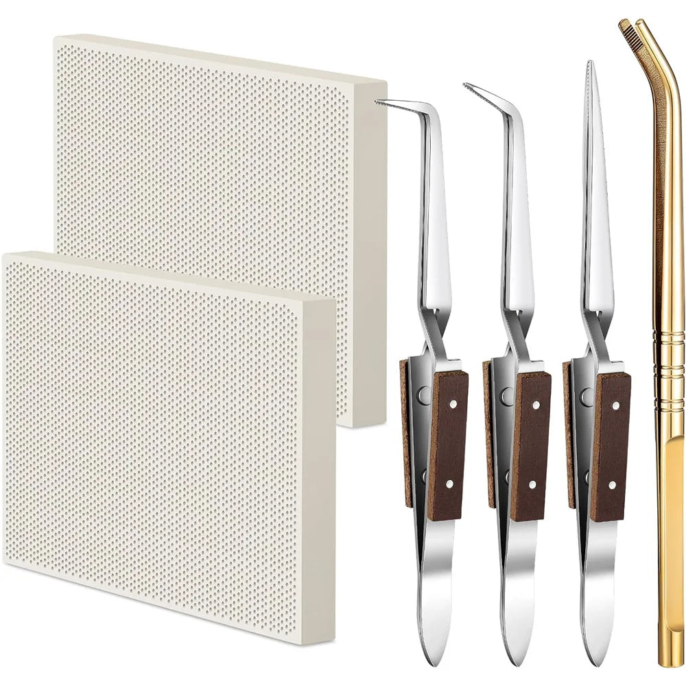 6-Piece Jewelry Soldering Kit with Dual Honeycomb Ceramic Blocks
