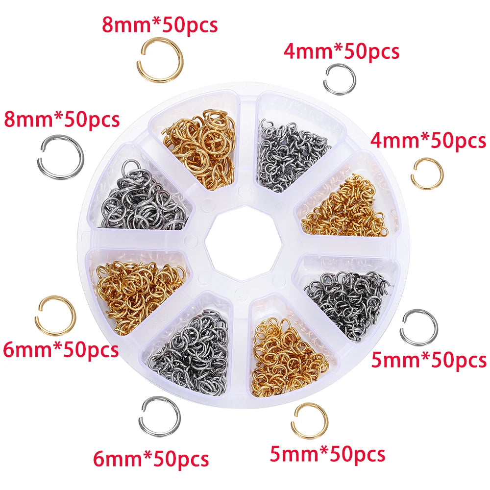 210–400PCS Jewelry Findings Starter Kit – Lobster Clasps, Jump Rings, Crimp Ends & Beads Set