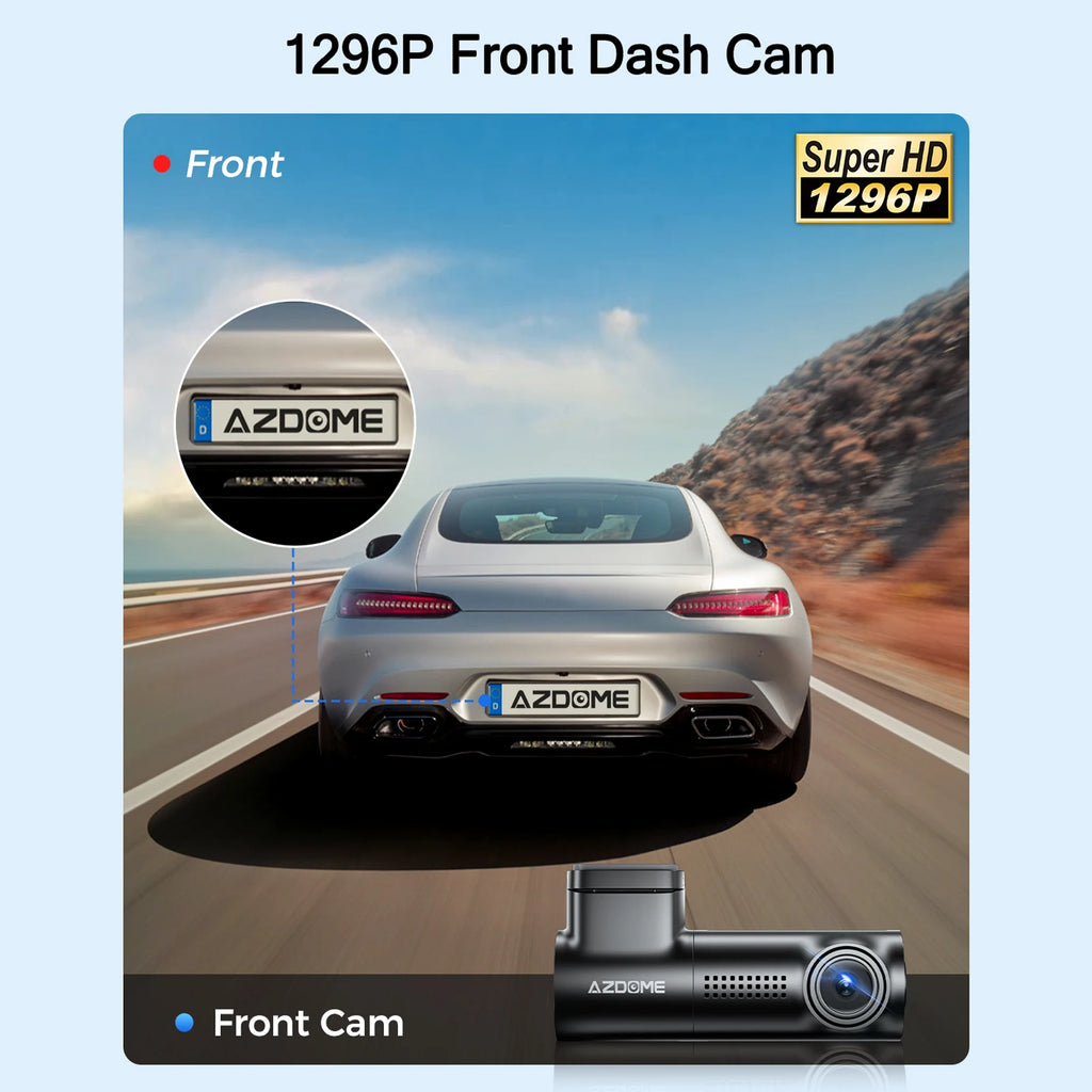 Dash Cam 1296P WiFi Dash Camera for Cars Voice Control Dashcams Night Vision