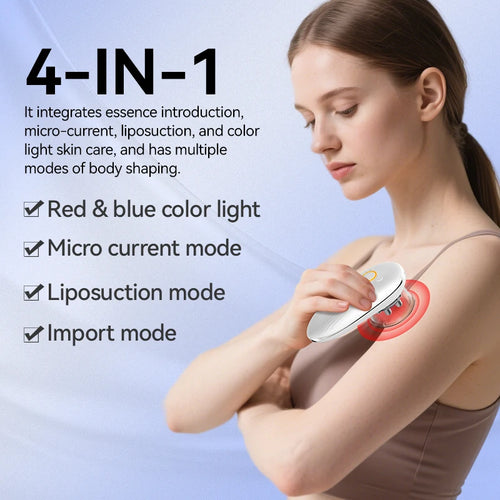 Body shaping massager, fat burning device, anti orange peel tissue and firming skin products