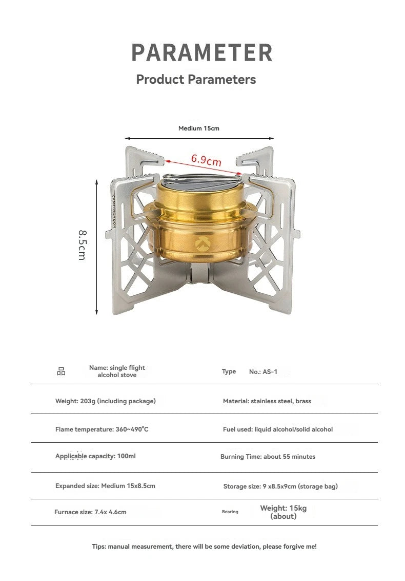 CAMPINGMOON AS-1/AS-ST Outdoor Small Picnic Equipment Alcohol Stove Brass Stove Liquid Alcohol Stove Head Portable Stove