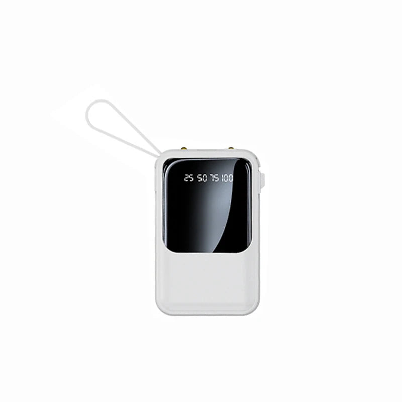 Portable power bank built-in 4 charging 10000mAh cables LED light Type-C/USB