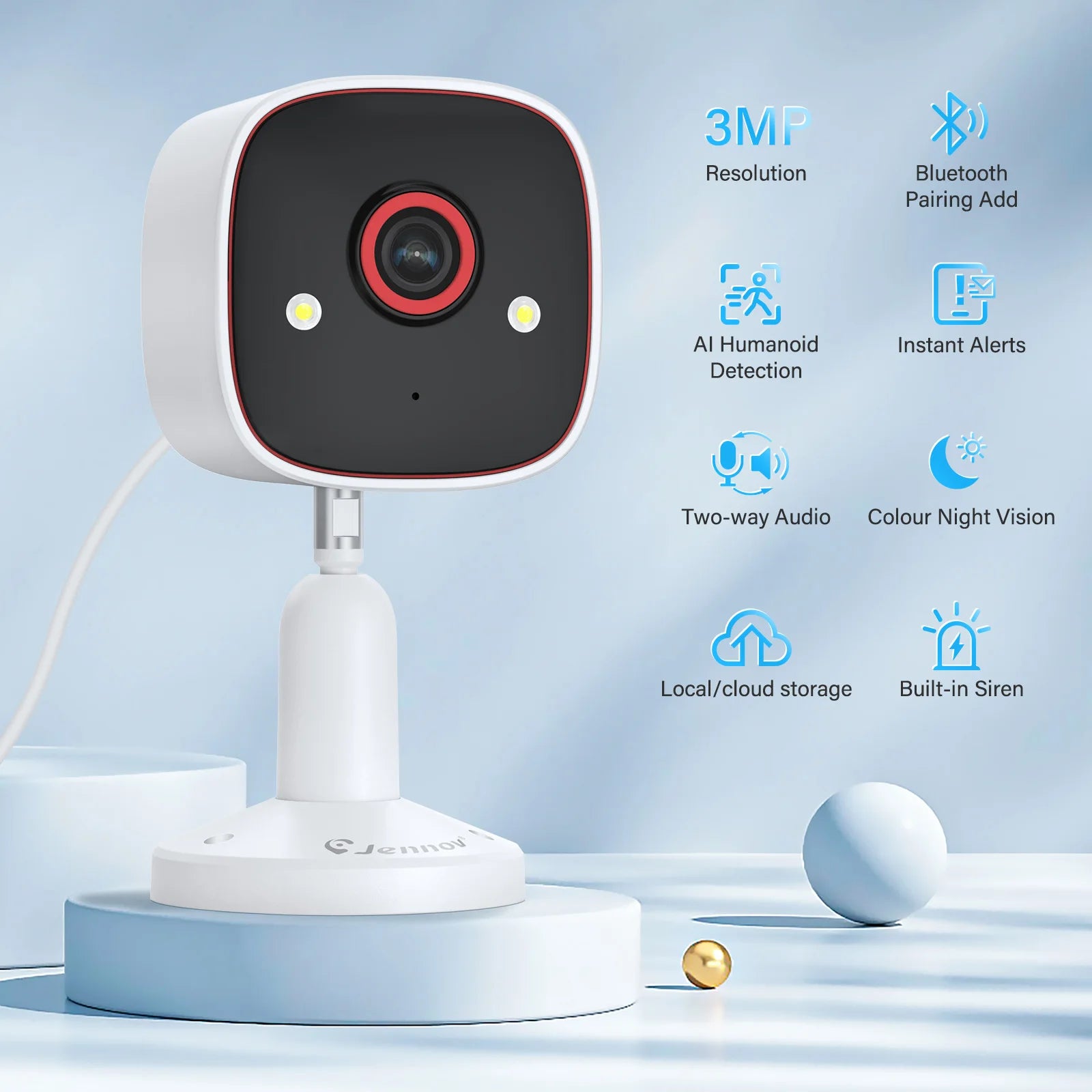 Outdoor/Indoor Security Cameras 2K HD Wireless WiFi Color Night Vision IP66 Waterproof