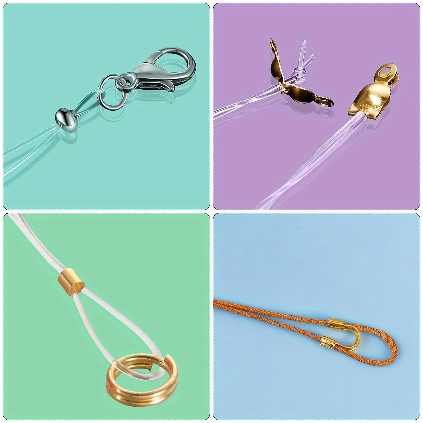 DIY Jewelry Kit - 1800pcs Brass Findings: Crimp Beads, Wire Guardians, Tubes