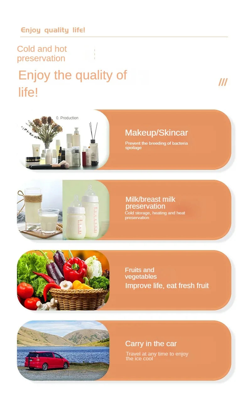 4L Portable Skincare Fridge with LED Light, Compact Mini Beauty Cooler