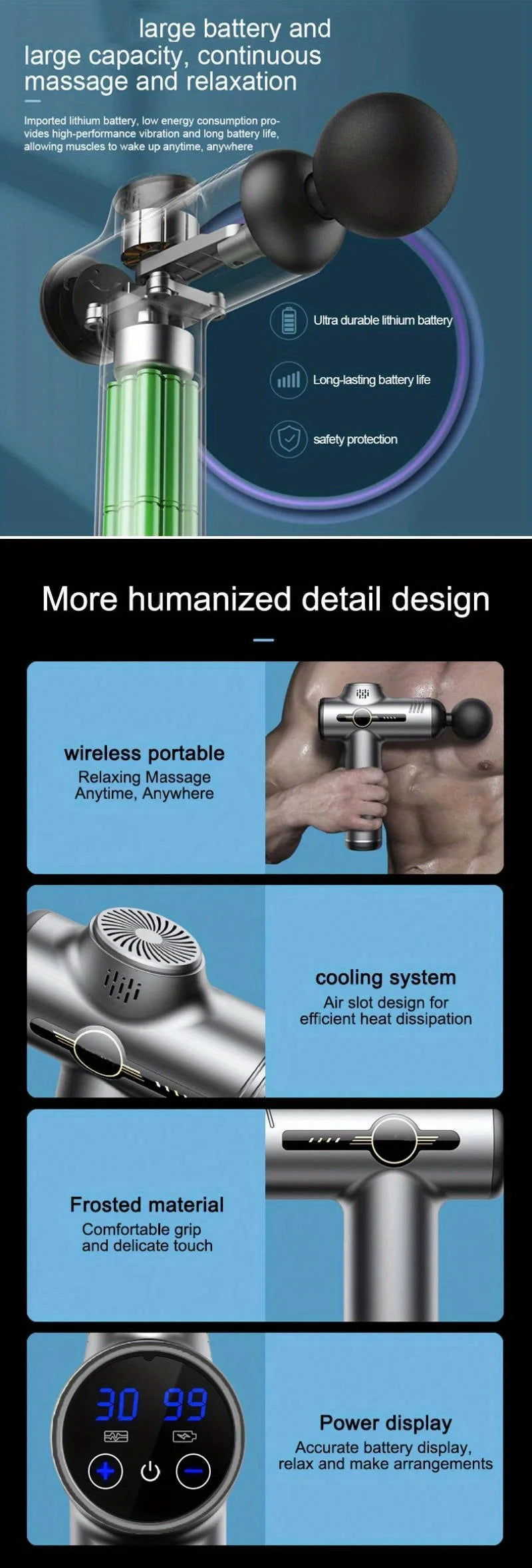99-Speed Deep Tissue Percussion Massage Gun with Multiple Attachments for Muscle Recovery