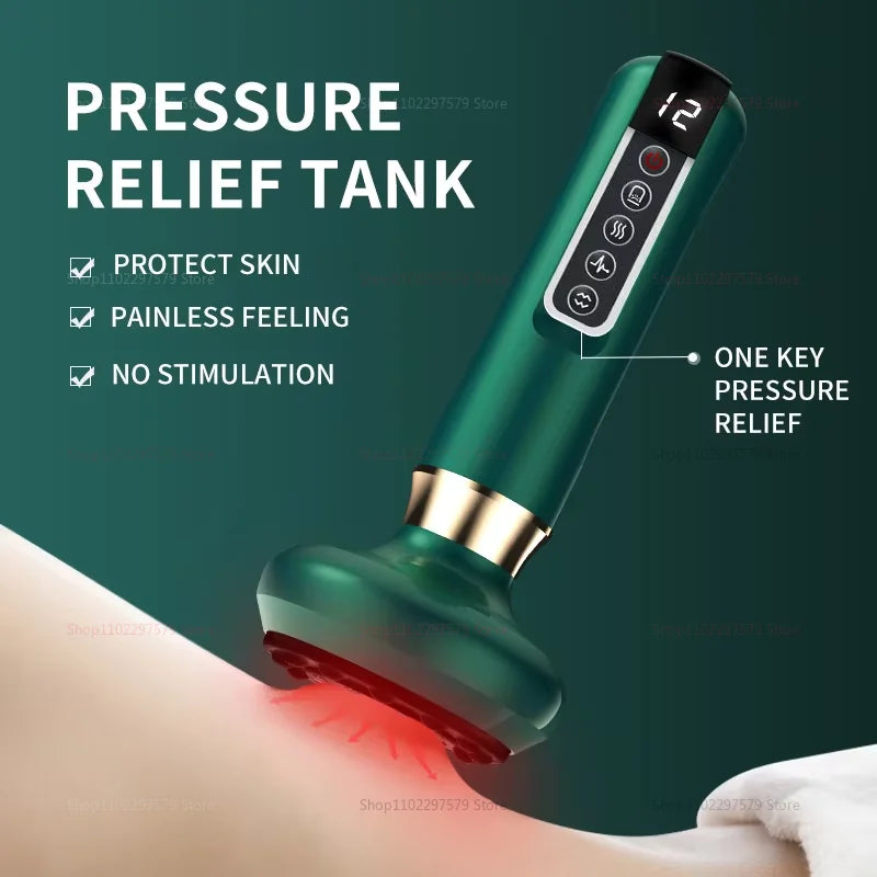 Portable Body Massager Electric GuaSha Anti Cellulite Vacuum Suction Cup Beauty Health Scraping Infrared Heat Slimming Massage