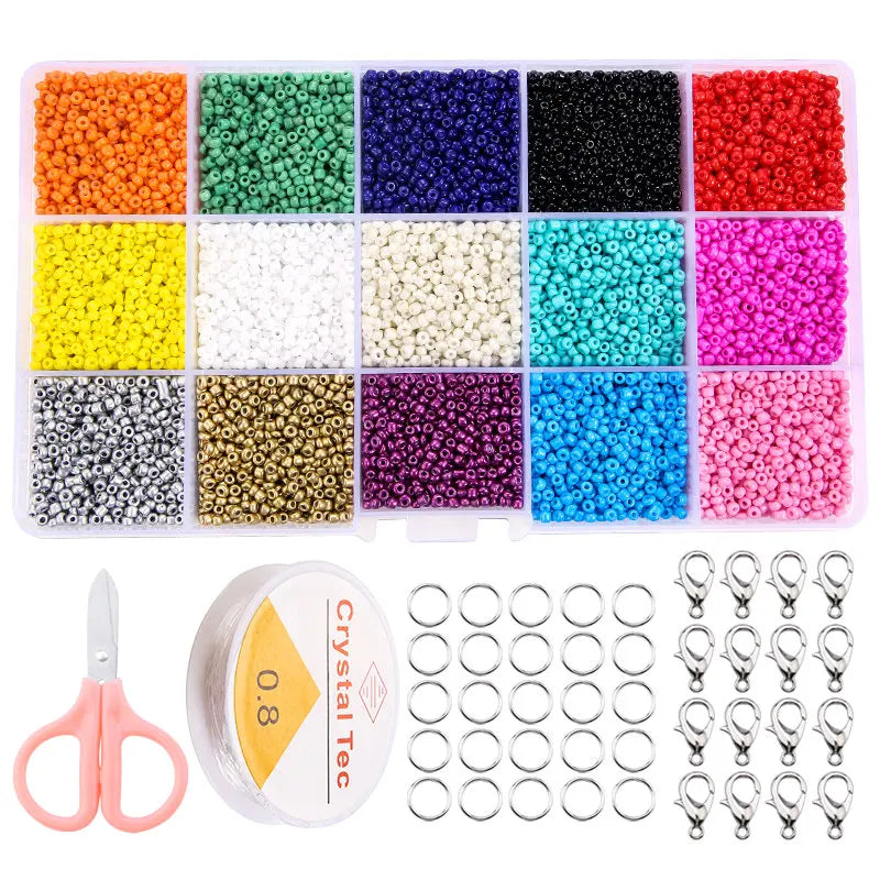 20000PCS 2mm Glass Seed Beads Jewelry Making Kit – Multicolor Tiny Beads Set