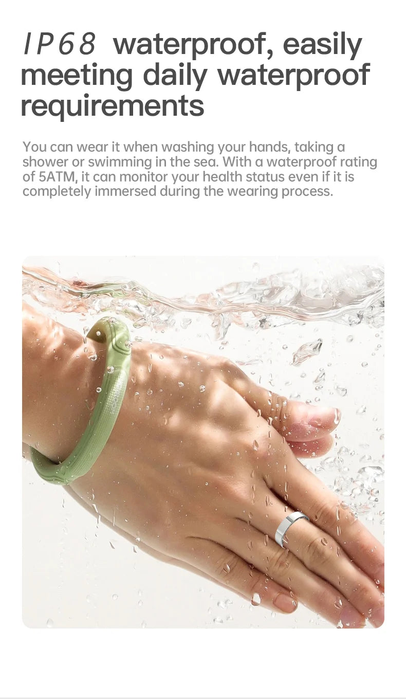 Smart Ring Bluetooth Call Heart Rate Blood Pressure Monitor 5ATM Waterproof