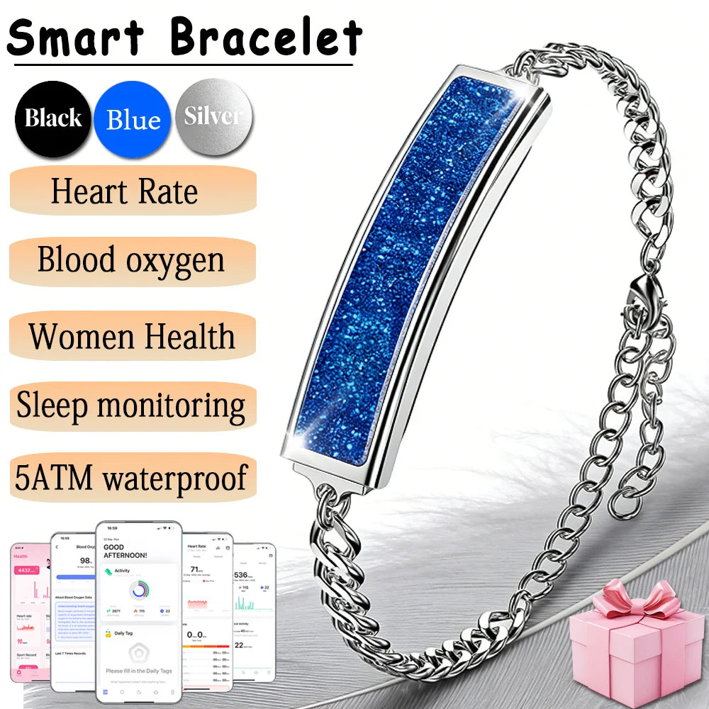 Smart Bracelet Women Heart Rate Monitor Pedometer HRV Test Blood Oxygen Waterproof