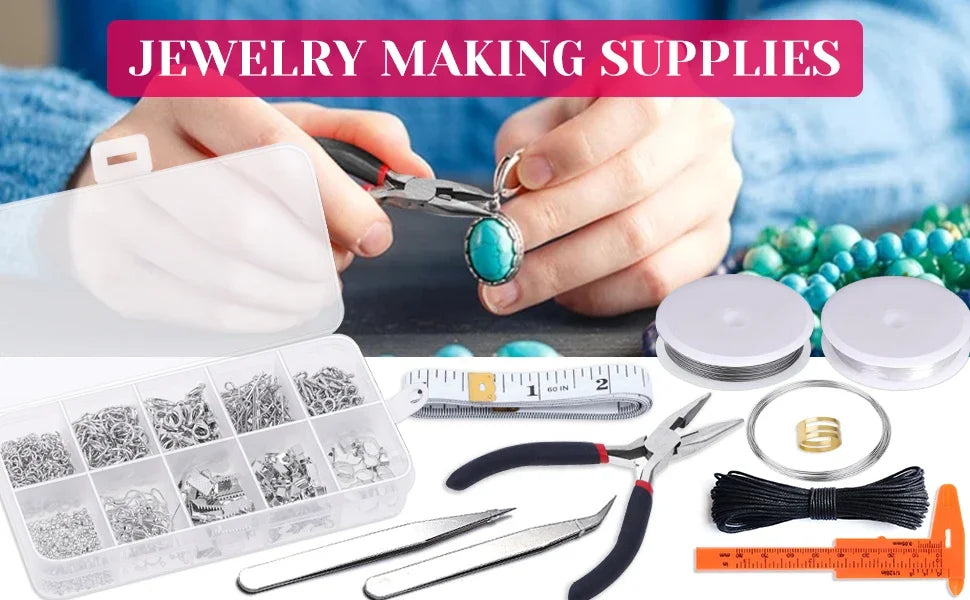 Jewelry Making Supplies Kit,Jewelry Repair Tool with Accessories Jewelry Pliers