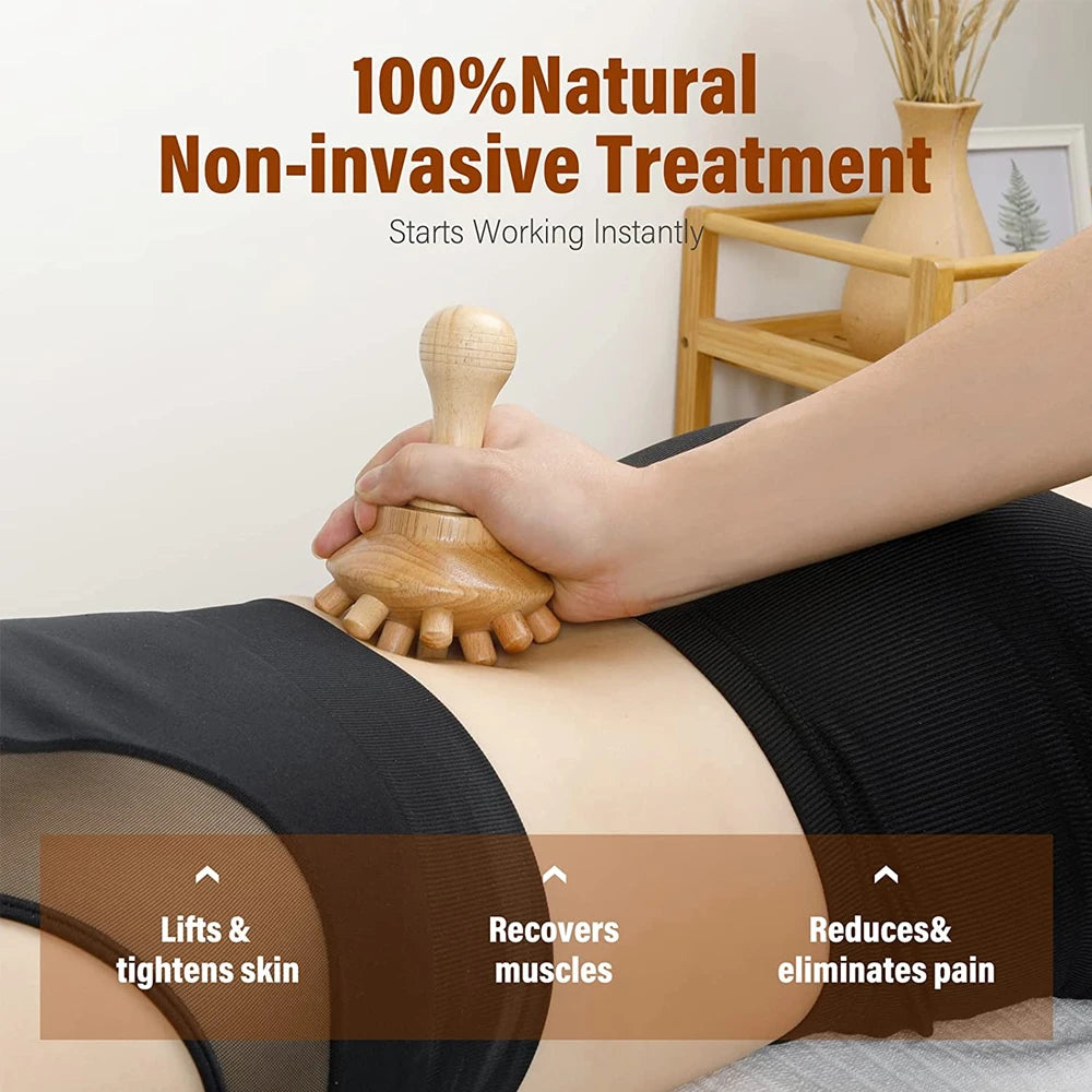 Wood Therapy Massage Tool for Body Sculpting – Wooden Lymphatic Drainage Massager for Cellulite Reduction