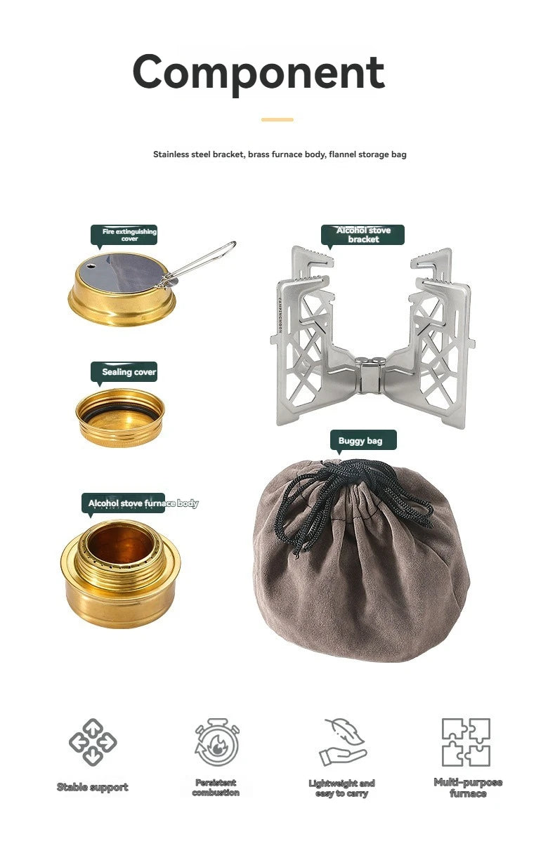 CAMPINGMOON AS-1/AS-ST Outdoor Small Picnic Equipment Alcohol Stove Brass Stove Liquid Alcohol Stove Head Portable Stove
