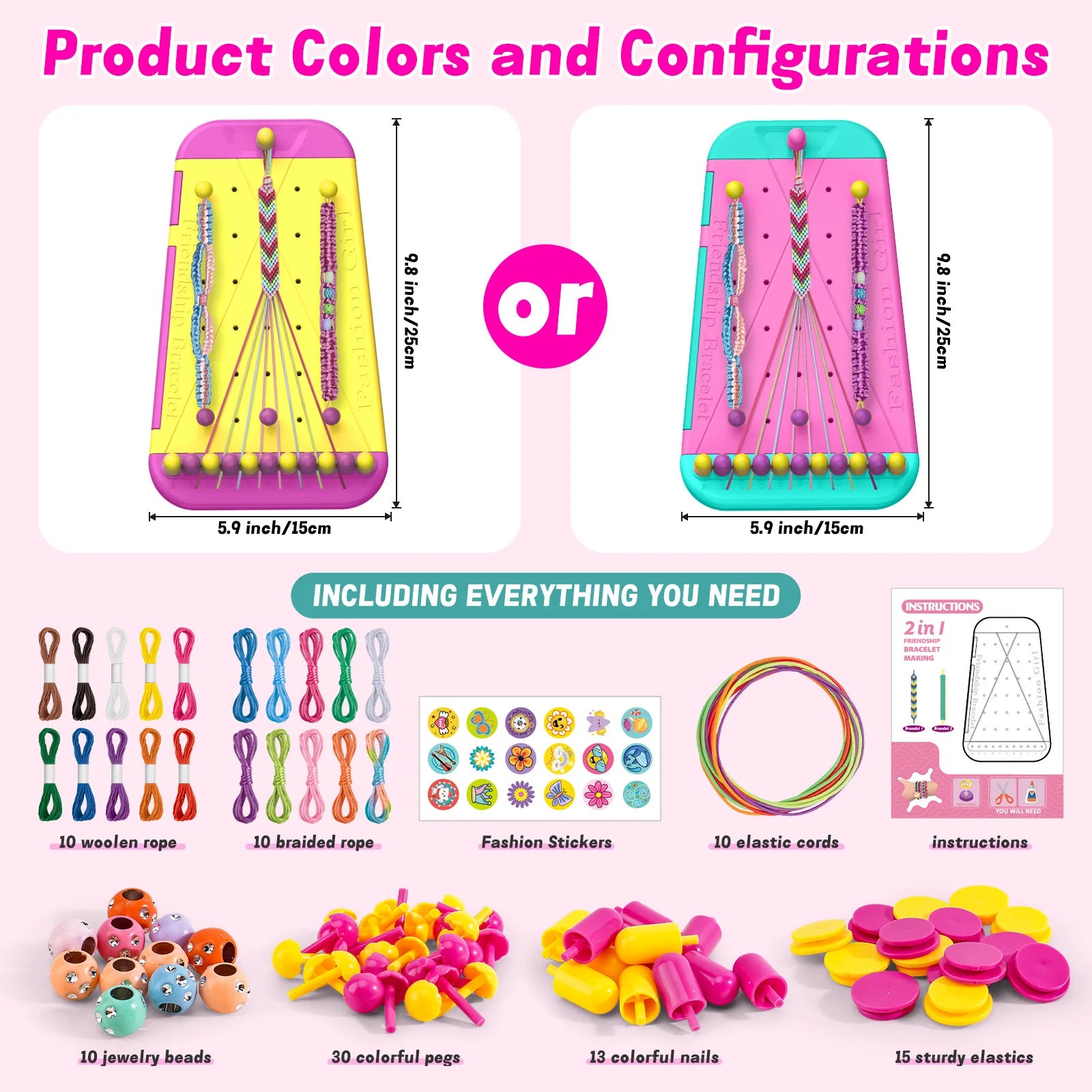 DIY Friendship Bracelet Making Kit for Kids, Creative Jewelry Craft Set