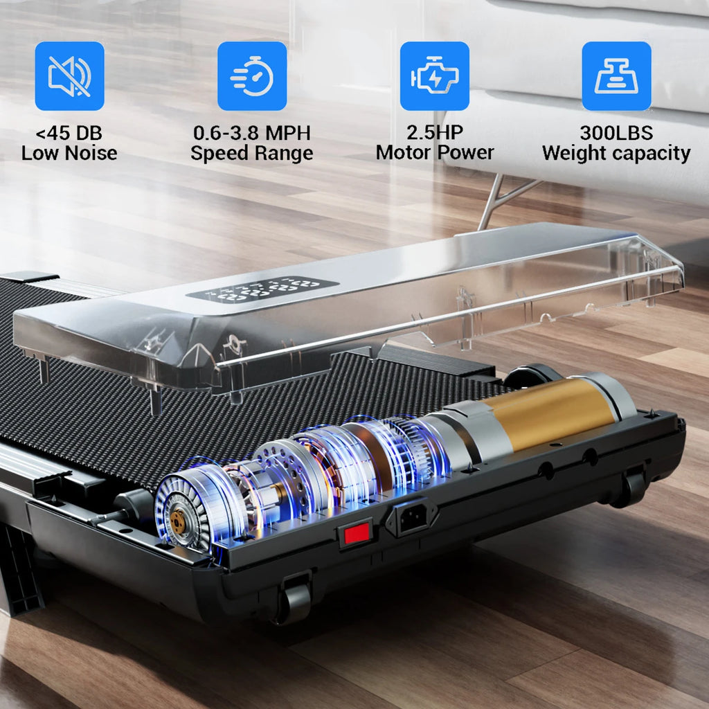 Treadmills 2.5 HP Quiet Walking Pad Under Desk Foldable 6% Slope Portable