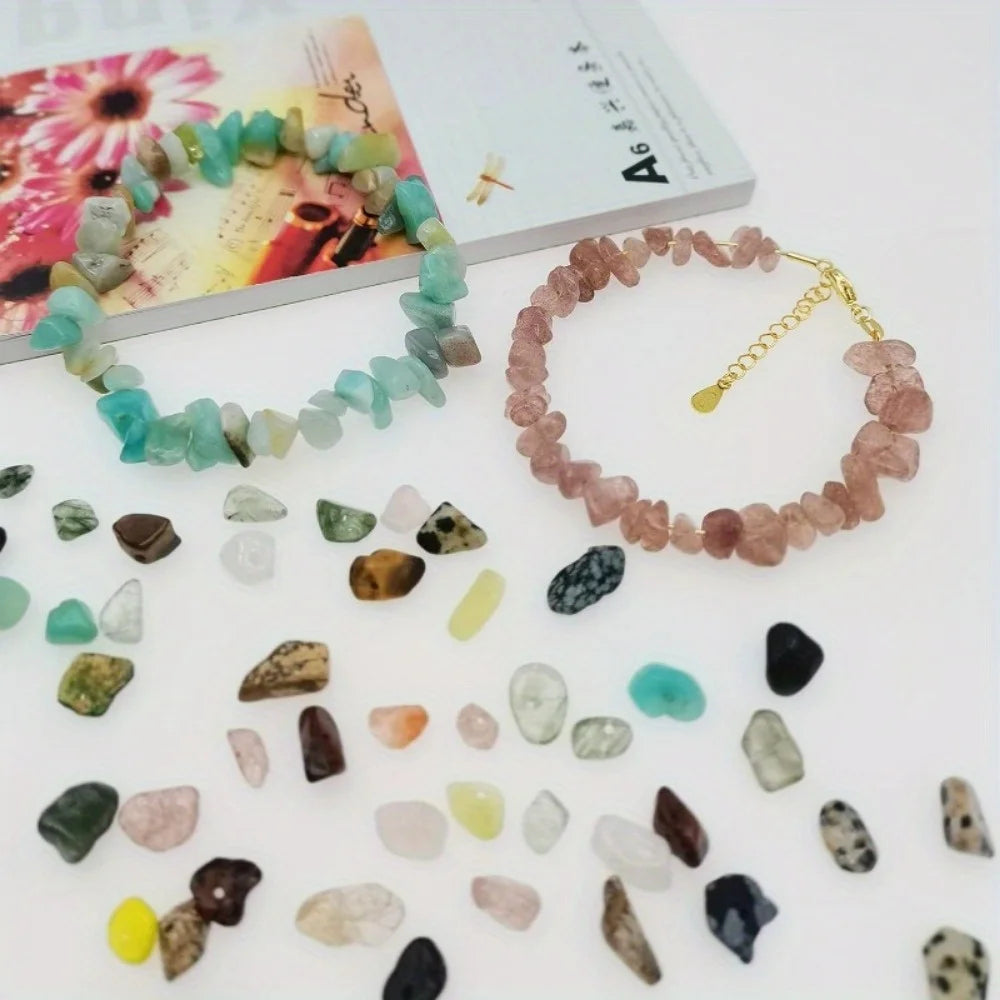 DIY bracelet/necklace jewelry making craft set-450 natural crushed stone irregular gemstone       healing crystals loose rock beads (5
