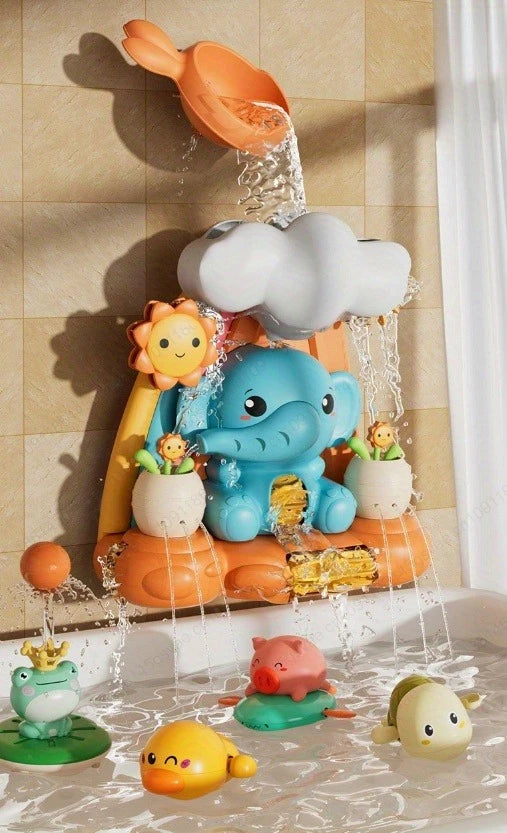 Interactive Elephant Water Wheel Bath Toy with Suction Cups