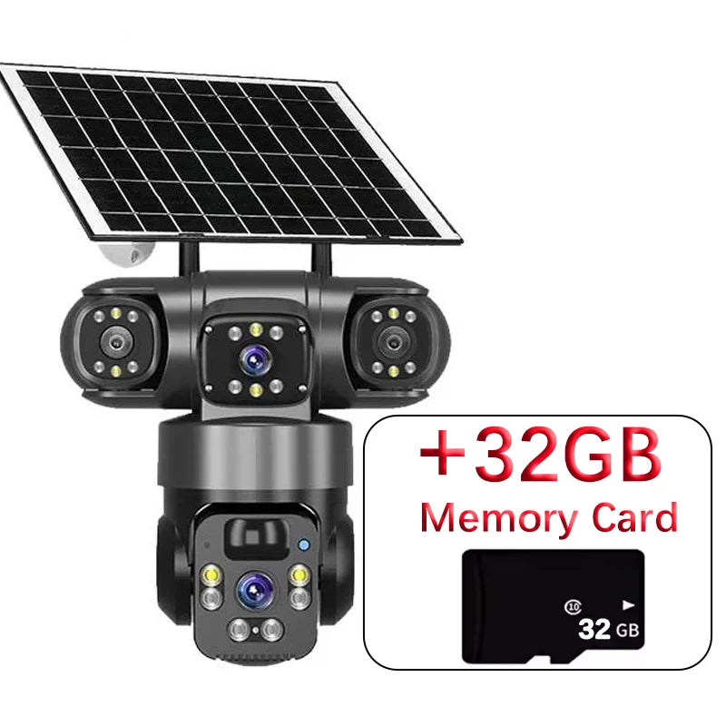Solar Security Camera Outdoor 15MP 8K  – Triple Lens WiFi IP Camera with Night Vision