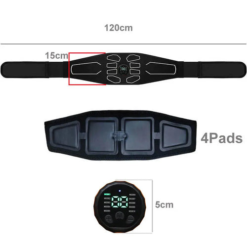 120cm EMS Abdominal Massager Belt – Smart Waist Trainer Muscle Toner for Core Strength