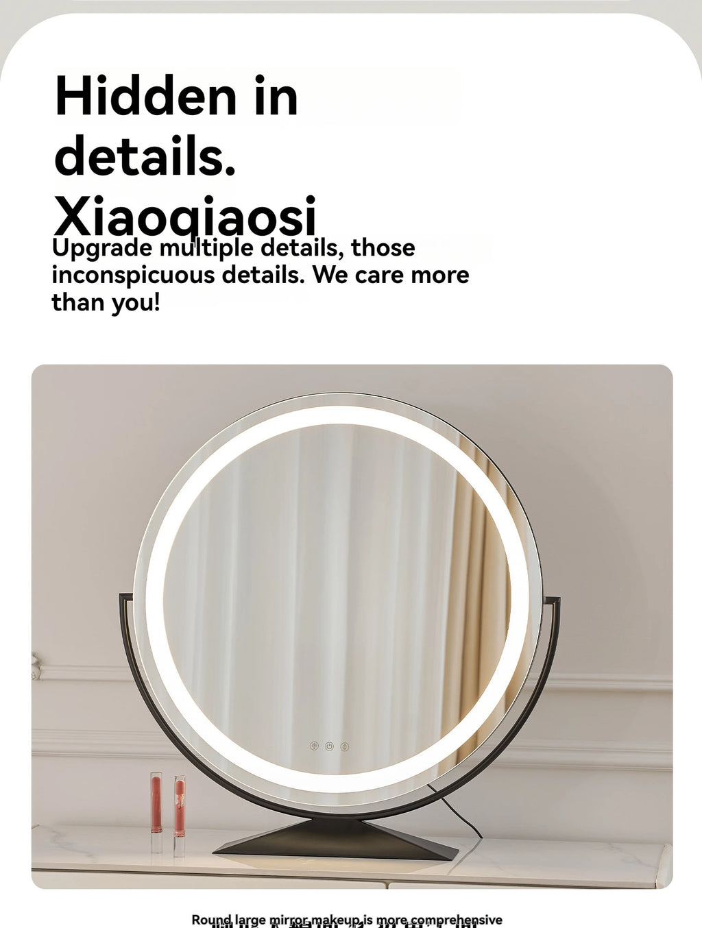 Smart LED Circle Makeup Mirror with Touch Control Lighting