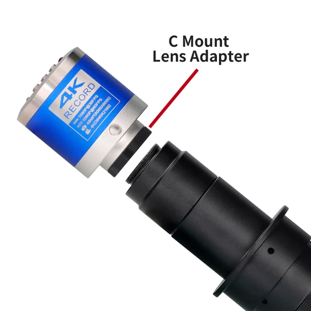 Microscope With 360° Adjustable Arm, 4K 48MP HDMI TYPE-C  0-150X Magnification