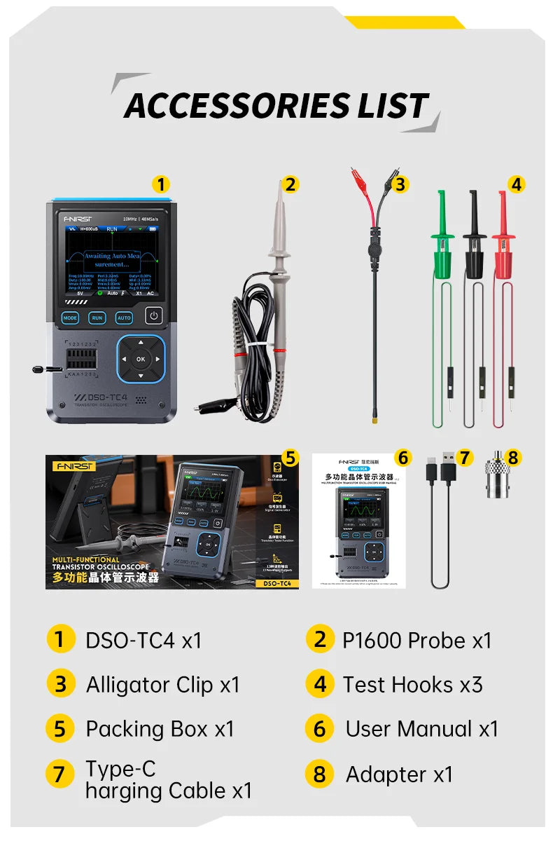 Digital Oscilloscope DSO-TC4 Upgrade 3 in 1  10MHz 48Ms/s Transistor Tester