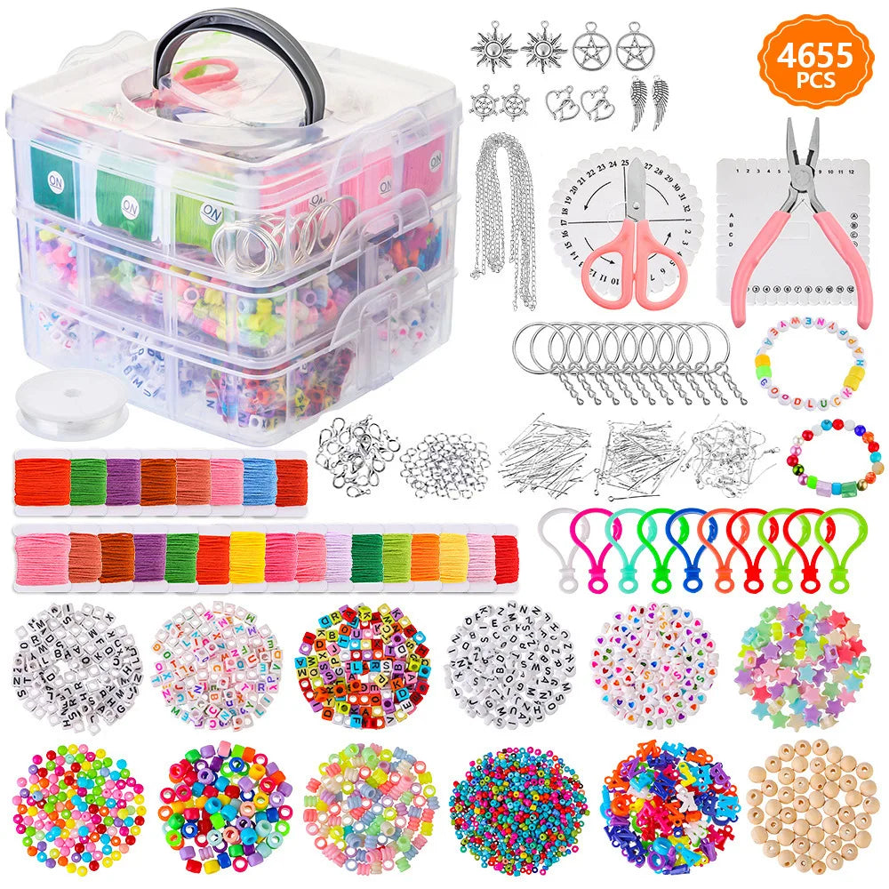 Jewelry Making Kit – Beads, Charms & Tools for Necklaces, Bracelets, Keychains,