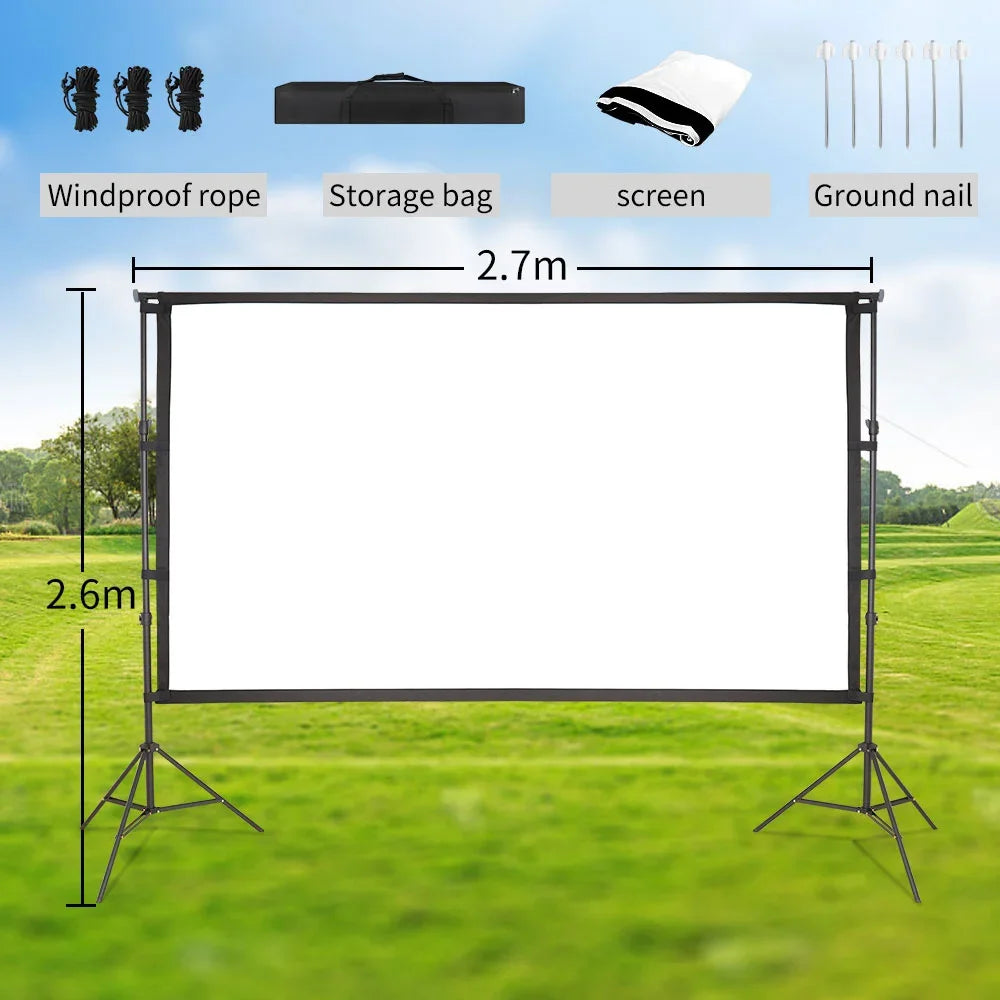 Portable Folding Movie Screen 150 Inch 4:3  HD Crease-resist Indoor Outdoor Projector