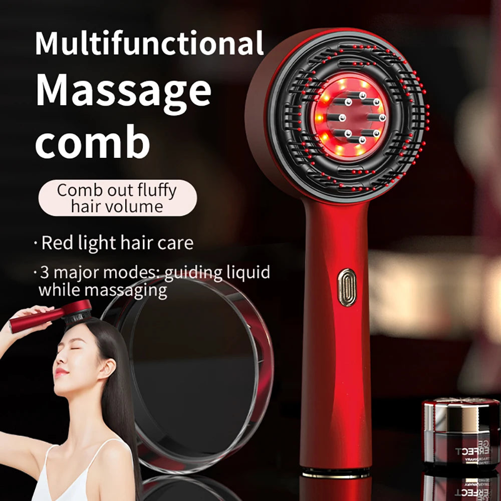 Deep Kneading Massage Comb, Red Light Therapy Scalp Massager