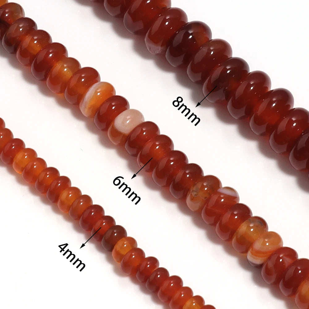 Natural Red Agate Stone Beads 4 6 8mm Abacu Flat Round Loose Gemstone Beads