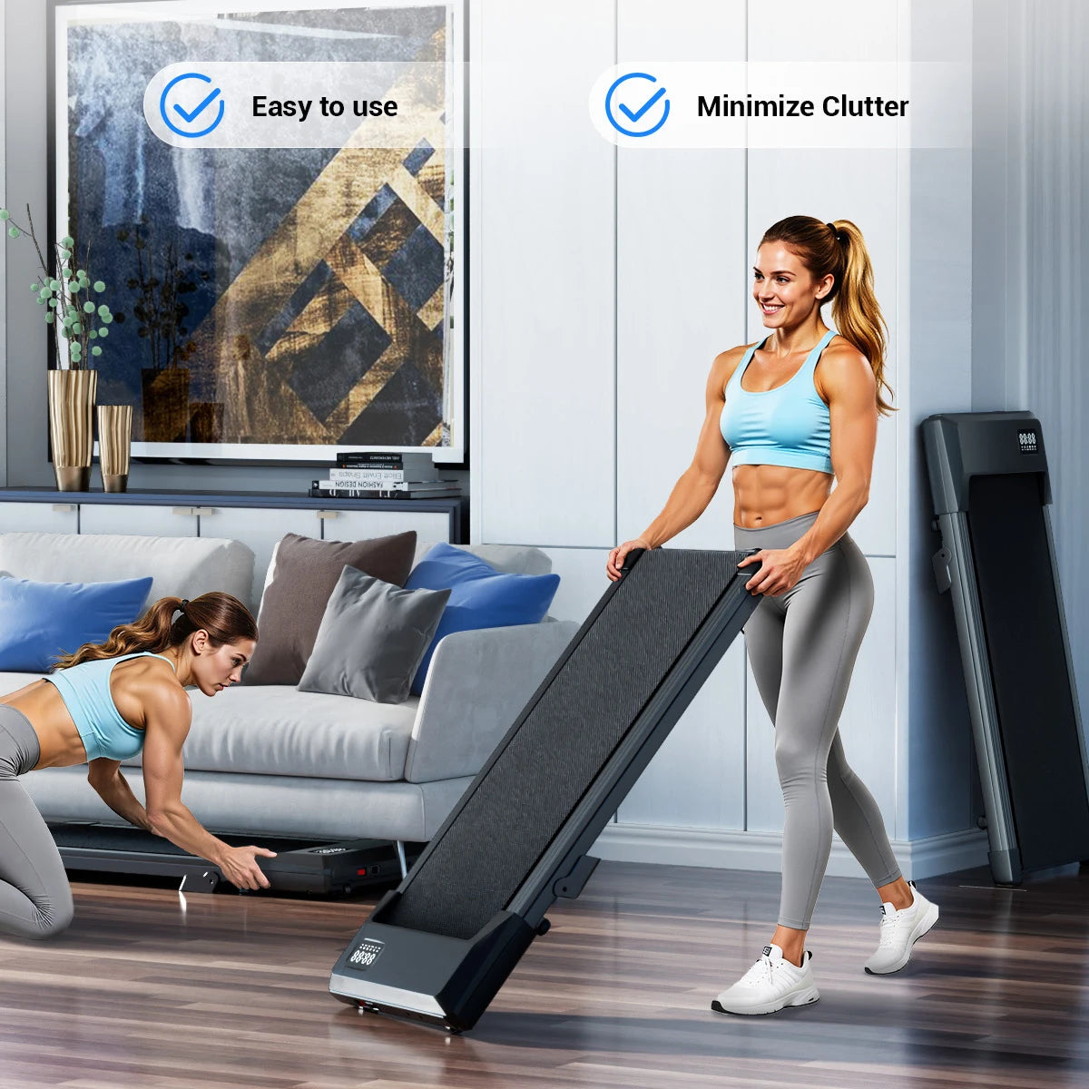 Treadmills 2.5 HP Quiet Walking Pad Under Desk Foldable 6% Slope Portable