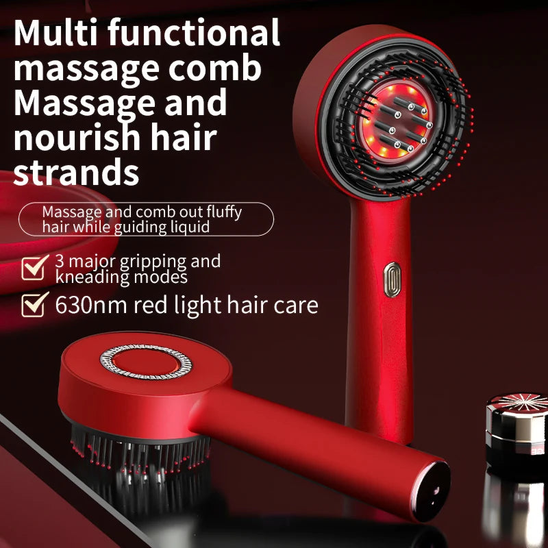 Deep Kneading Massage Comb, Red Light Therapy Scalp Massager