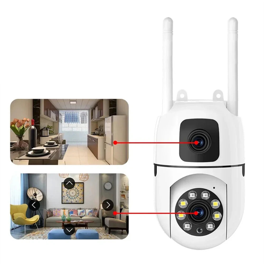 Security Camera 8MP Dual-Lens WiFi Outdoor with AI Human Tracking, Color Night Vision