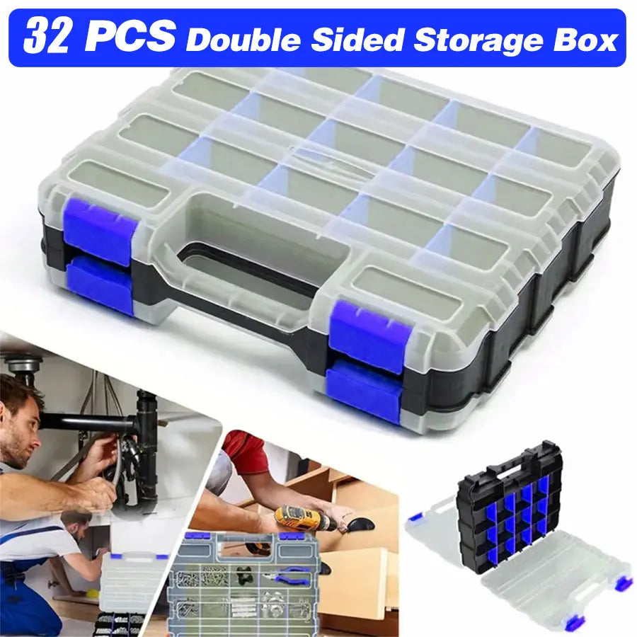 Organizer with clear flip-top lid 32-compartment durable Ideal for screws buttons