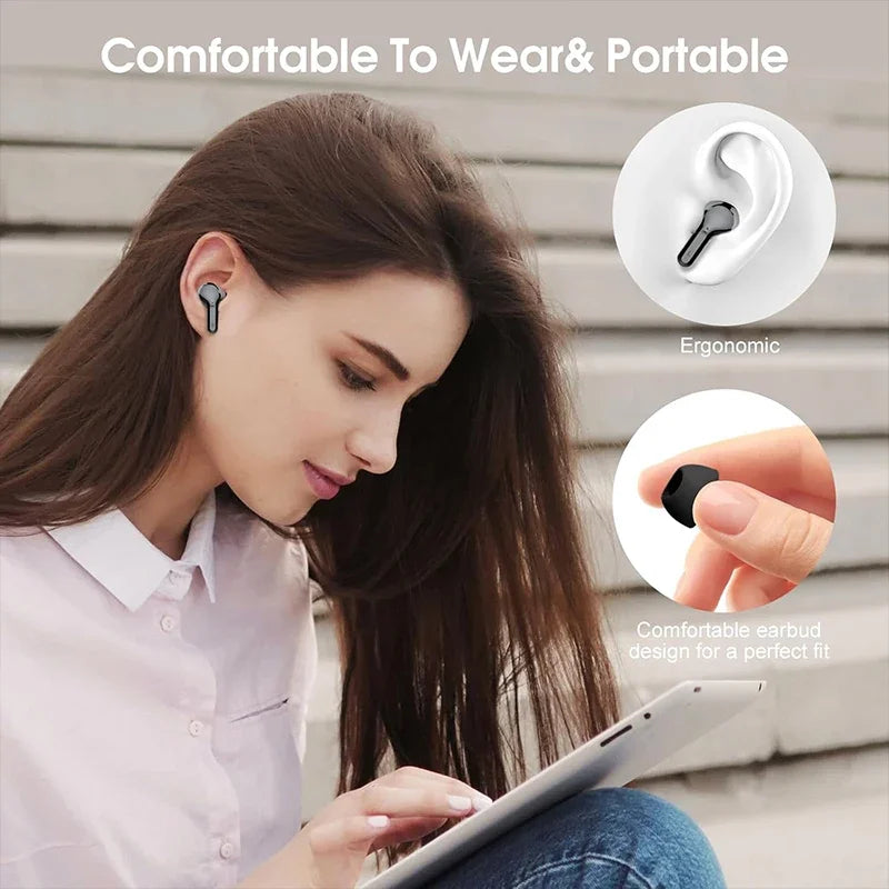 Wireless Ear Buds with LED Display HiFi Stereo Earbuds Headphones with IP7 Waterproof