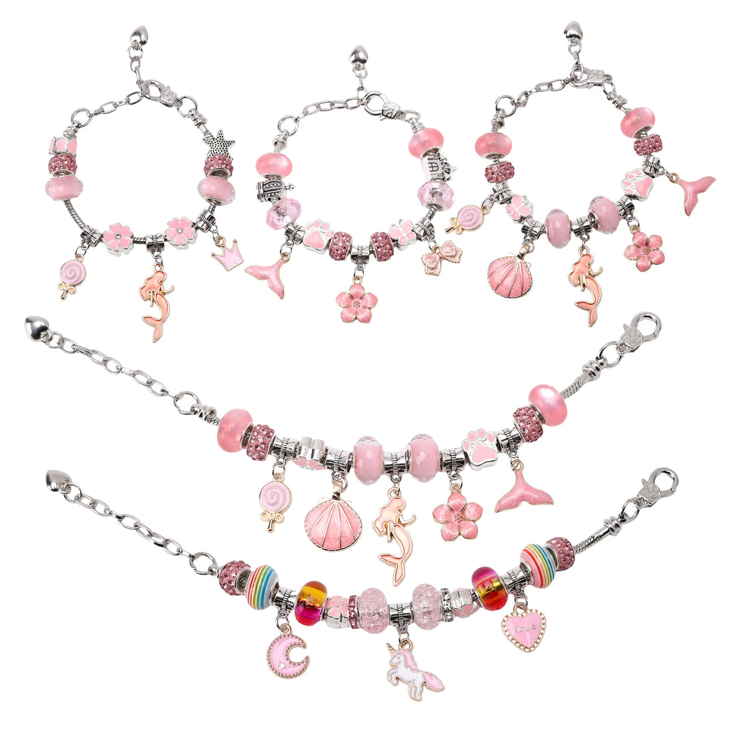 DIY Bracelets Making Kit Girls Gift with Jewelry Box Gift Bag Charms Beads Set