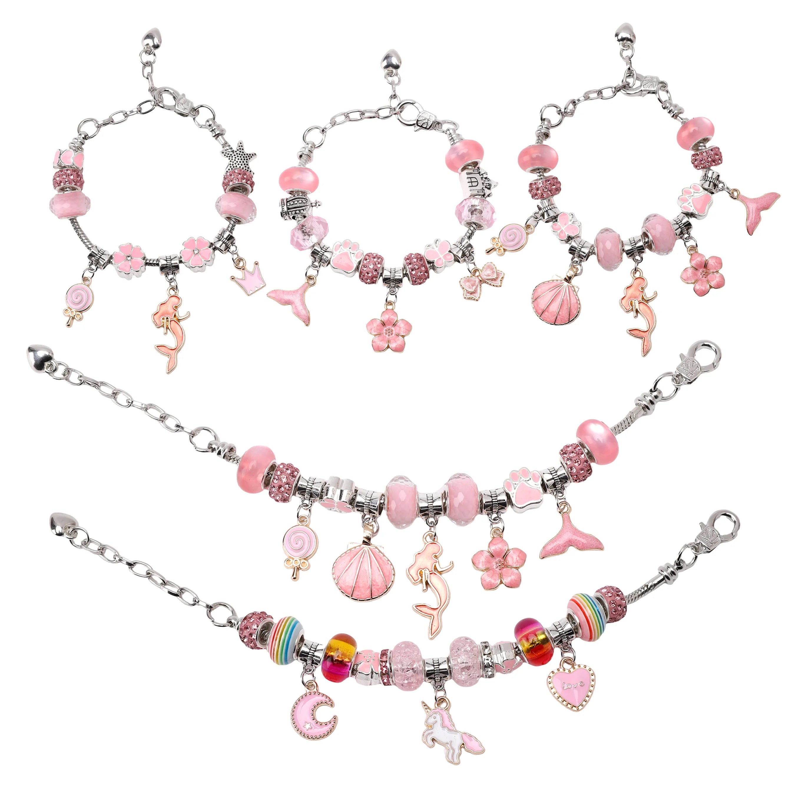 DIY Bracelets Making Kit Girls Gift with Jewelry Box Gift Bag Charms Beads Set
